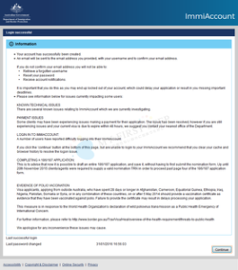 immiアカウント　ログイン成功画面