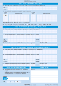 オーストラリアに1万ドル以上持ち込む場合の申請用紙　裏